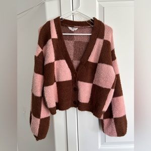 Cropped Checkered Sweater
